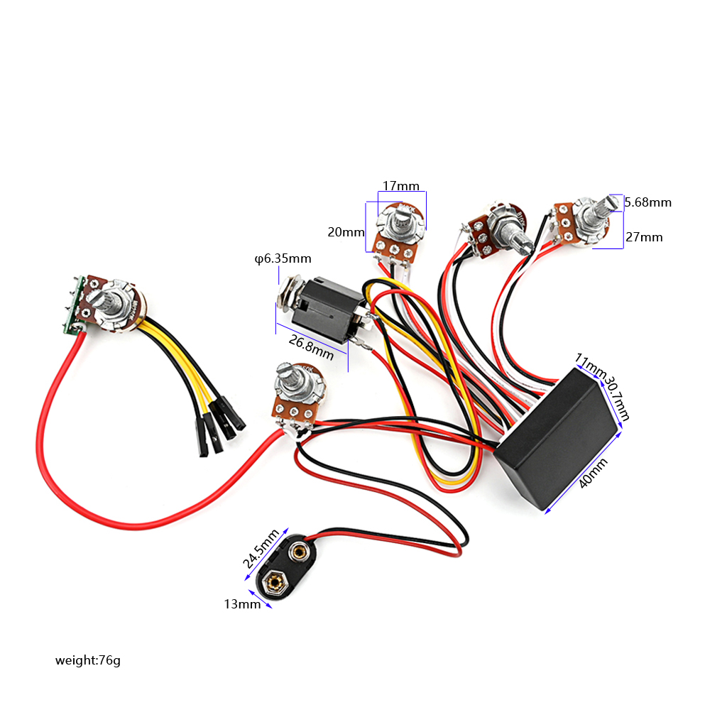 Passive Preamp - Voorbedrade 3 Band Actieve Bas Circuit